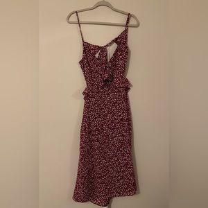 Open Back Maroon Dot Dress